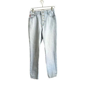 Vintage Bongo Button Closure High Rise Jeans Women's 13 Light Blue Wash